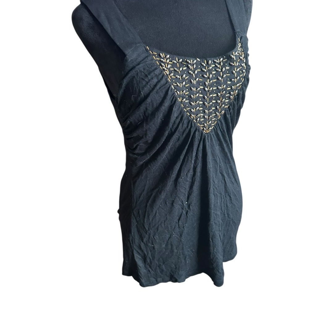 CABLE & GAUGE Sleeveless Black Beaded Top – Size L, New with Tags